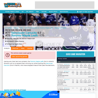 A complete backup of winnersandwhiners.com/games/nhl/2-29-2020/vancouver-canucks-vs-toronto-maple-leafs-prediction-4114/