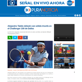 A complete backup of www.puranoticia.cl/noticias/deportes/alejandro-tabilo-debuto-con-solido-triunfo-en-el-challenger-100-de-dal