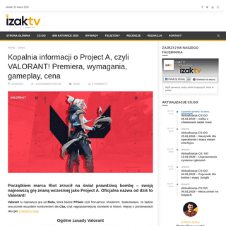 A complete backup of izaktv.pl/kopalnia-informacji-o-project-a-czyli-valorant-premiera-wymagania-gameplay-cena/