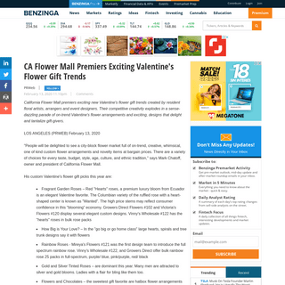 A complete backup of www.benzinga.com/pressreleases/20/02/p15332608/ca-flower-mall-premiers-exciting-valentines-flower-gift-tren
