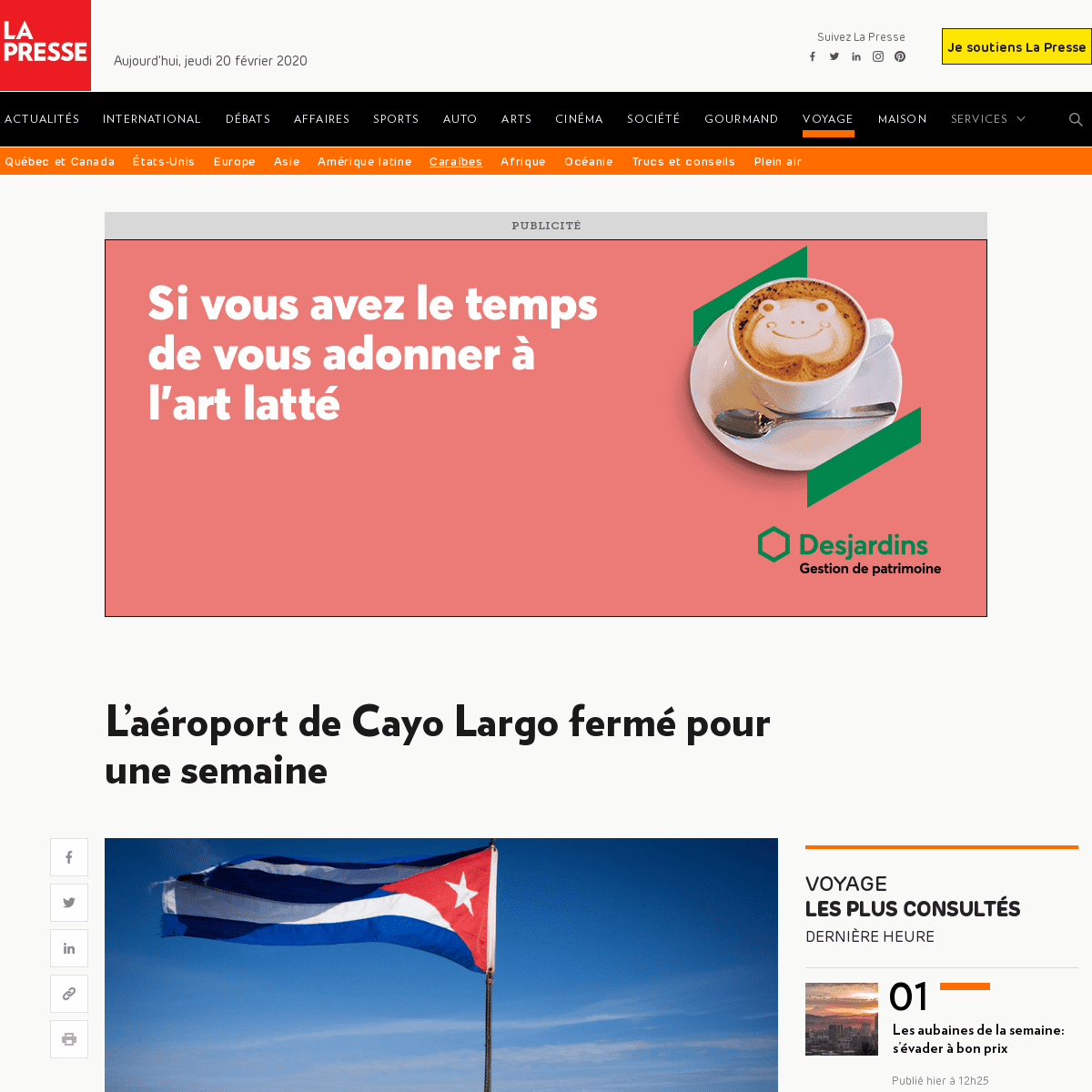 A complete backup of www.lapresse.ca/voyage/caraibes/cuba/202002/19/01-5261547-laeroport-de-cayo-largo-ferme-pour-une-semaine.ph