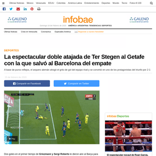 La espectacular doble atajada de Ter Stegen al Getafe con la que salvÃ³ al Barcelona del empate - Infobae