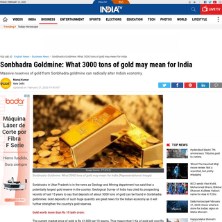 Sonbhadra Goldmine- What 3000 tons of gold may mean for India - Business News â€“ India TV
