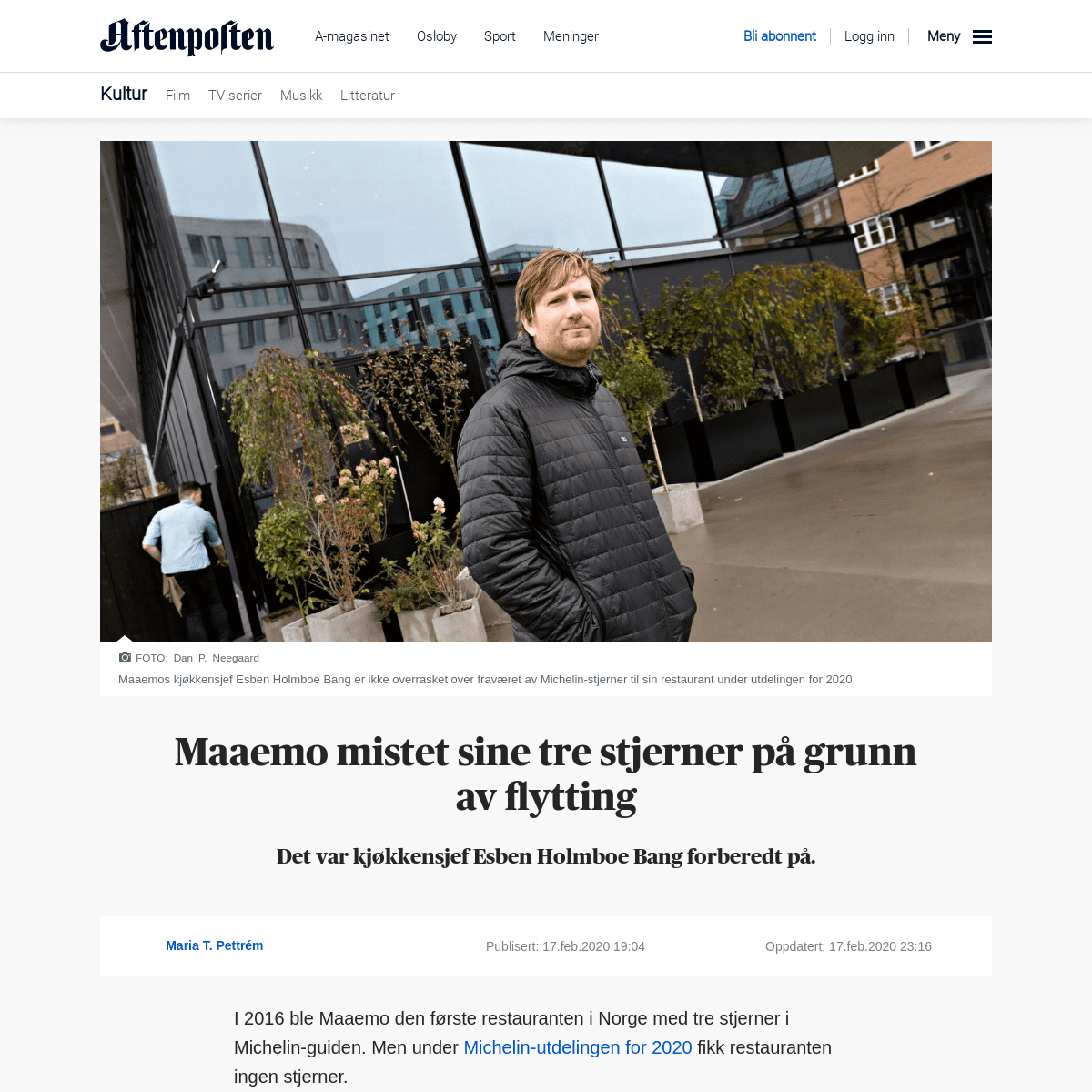 A complete backup of www.aftenposten.no/kultur/i/Jo4vJ6/Maaemo-mistet-sine-tre-stjerner-pa-grunn-av-flytting