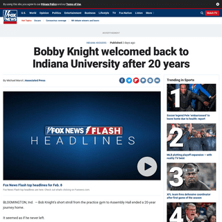 Bobby Knight welcomed back to Indiana University after 20 years - Fox News