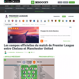 Les compos officielles du match de Premier League entre Chelsea et Manchester United - BeSoccer