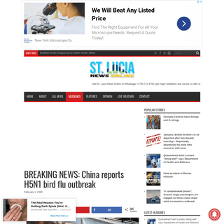 A complete backup of www.stlucianewsonline.com/breaking-news-china-reports-h5n1-bird-flu-outbreak/