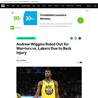 A complete backup of bleacherreport.com/articles/2847824-andrew-wiggins-ruled-out-for-warriors-vs-lakers-due-to-back-injury