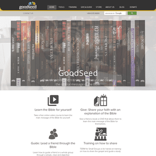 GoodSeed- Providing tools and training to share the good news of the Bible clearly.