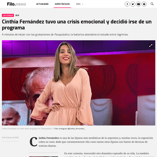 A complete backup of www.filo.news/espectaculos/Cinthia-Fernandez-tuvo-una-crisis-emocional-y-decidio-irse-de-un-programa-202002