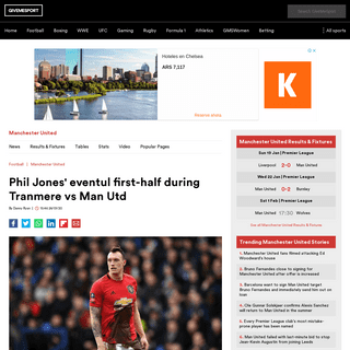 Phil Jones' eventul first-half during Tranmere vs Man Utd - GiveMeSport