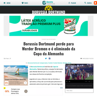 A complete backup of www.gazetaesportiva.com/times/borussia-dortmund/borussia-dortmund-perde-para-werder-bremen-e-e-eliminado-da