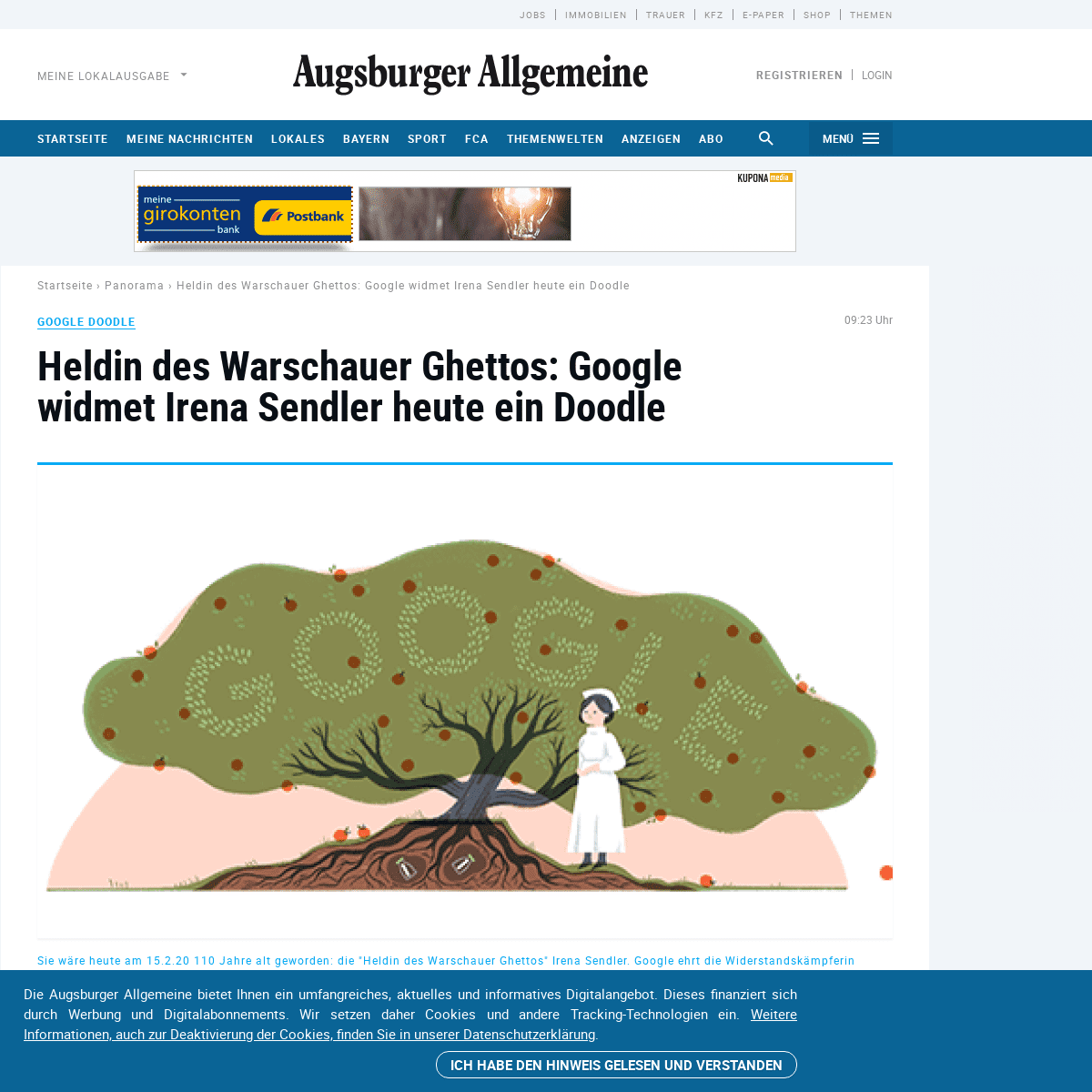 A complete backup of www.augsburger-allgemeine.de/panorama/Heldin-des-Warschauer-Ghettos-Google-widmet-Irena-Sendler-heute-ein-D