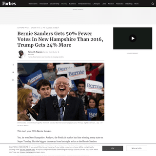A complete backup of www.forbes.com/sites/kenrapoza/2020/02/12/bernie-sanders-gets-50-fewer-votes-in-new-hampshire-than-2016-tru