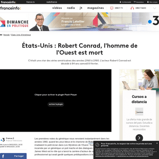 A complete backup of www.francetvinfo.fr/monde/usa/etats-unis-robert-conrad-l-homme-de-l-ouest-est-mort_3819033.html