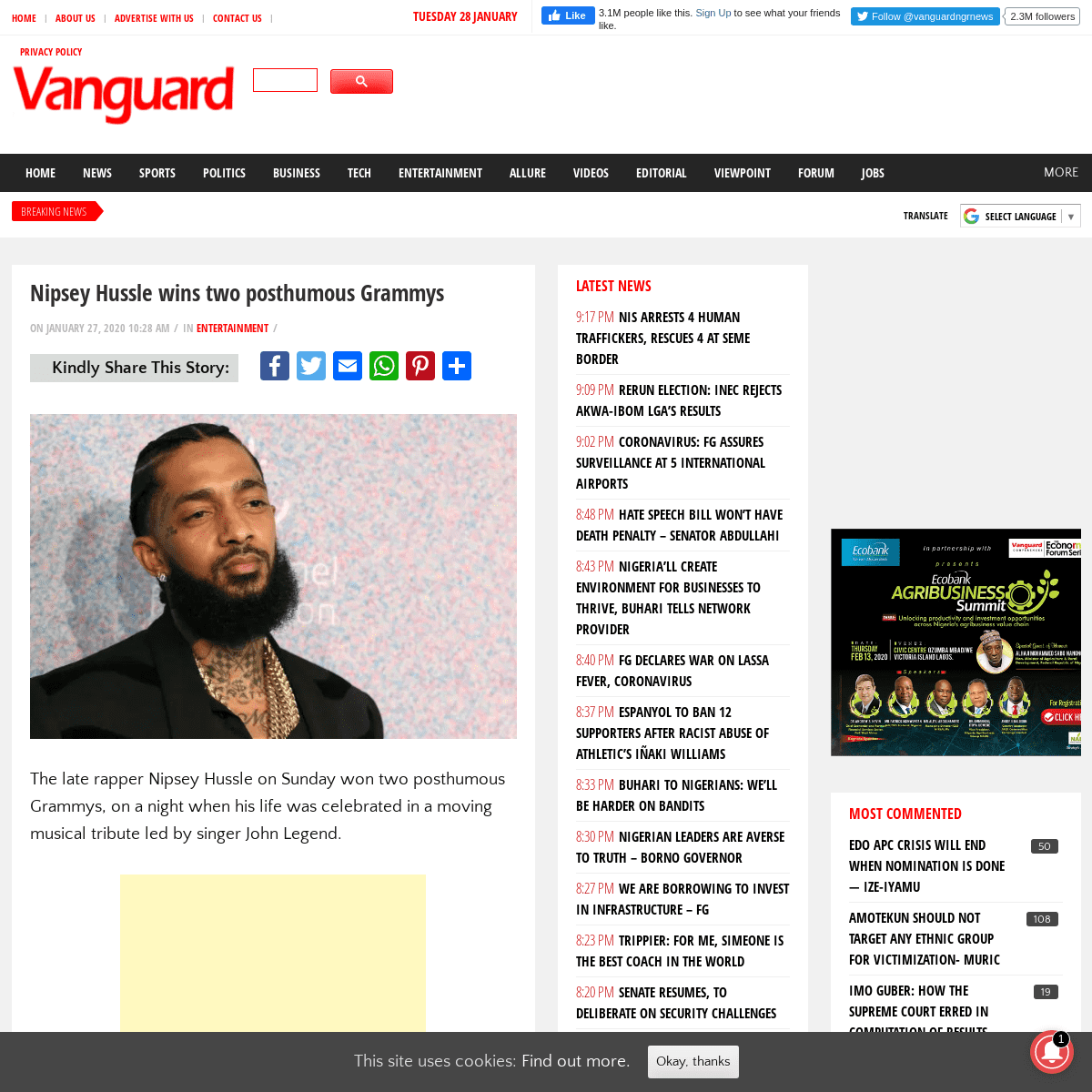 A complete backup of www.vanguardngr.com/2020/01/nipsey-hussle-wins-two-posthumous-grammys/
