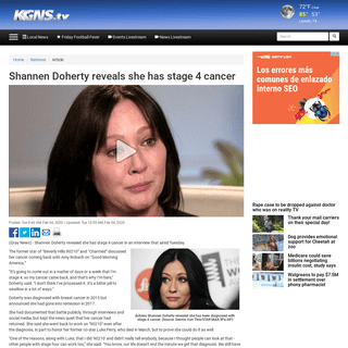 A complete backup of www.kgns.tv/content/news/Shannen-Doherty-reveals-she-has-stage-4-cancer-567553081.html