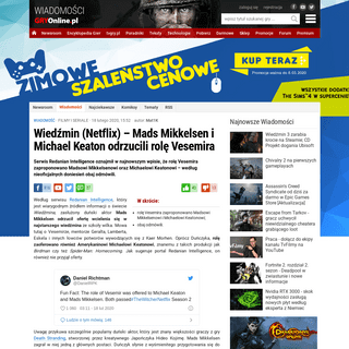 A complete backup of www.gry-online.pl/newsroom/wiedzmin-netflix-mads-mikkelsen-i-michael-keaton-odrzucili-role-v/za1d678