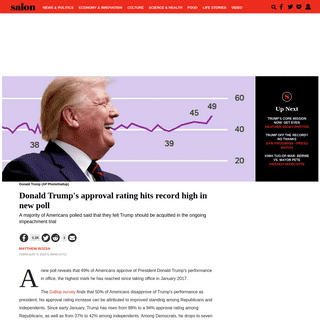 A complete backup of www.salon.com/2020/02/04/donald-trumps-approval-rating-hits-record-high-in-new-poll/