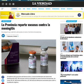 La Provincia reparte vacunas contra la meningitis - La Verdad Online de JunÃ­n, Buenos Aires, Argentina