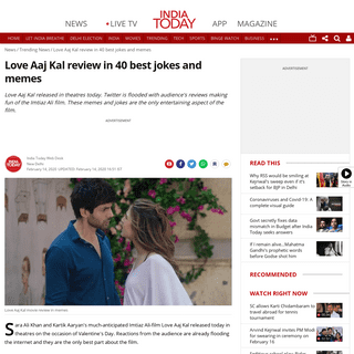 A complete backup of www.indiatoday.in/trending-news/story/love-aaj-kal-review-in-40-best-jokes-and-memes-1646437-2020-02-14