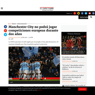 Manchester City no podrÃ¡ jugar competiciones europeas durante dos aÃ±os - ELESPECTADOR.COM