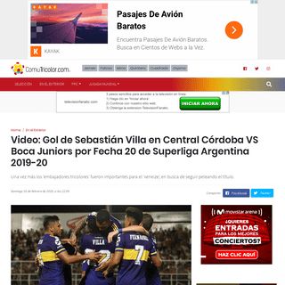 VIDEO - Gol de SebastiÃ¡n Villa en Central CÃ³rdoba VS Boca Juniors por Fecha 20 de Superliga Argentina (Frank Fabra, Jorman Cam