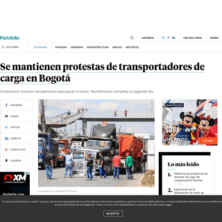 Noticias del dÃ­a - Se mantienen protestas de transportadores de carga en BogotÃ¡ - Colombia hoy - EconomÃ­a - Portafolio