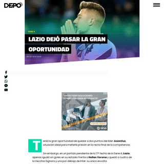 A complete backup of www.depo.com.ar/futbolinternacional/Lazio-dejo-pasar-la-gran-oportunidad-20200205-0025.html
