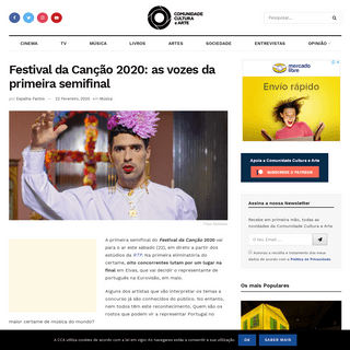 Festival da CanÃ§Ã£o 2020- as vozes da primeira semifinal â€“ Comunidade Cultura e Arte