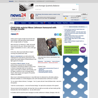 A complete backup of www.news24.com/SouthAfrica/News/child-aids-activist-nkosi-johnson-honoured-with-google-doodle-20200204