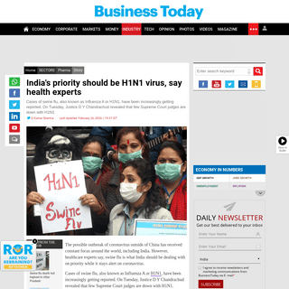 A complete backup of www.businesstoday.in/sectors/pharma/india-priority-should-be-swine-flu-say-health-experts-coronavirus/story