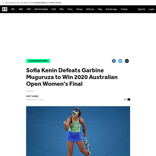 Sofia Kenin Defeats Garbine Muguruza to Win 2020 Australian Open Women's Final - Bleacher Report - Latest News, Videos and Highl