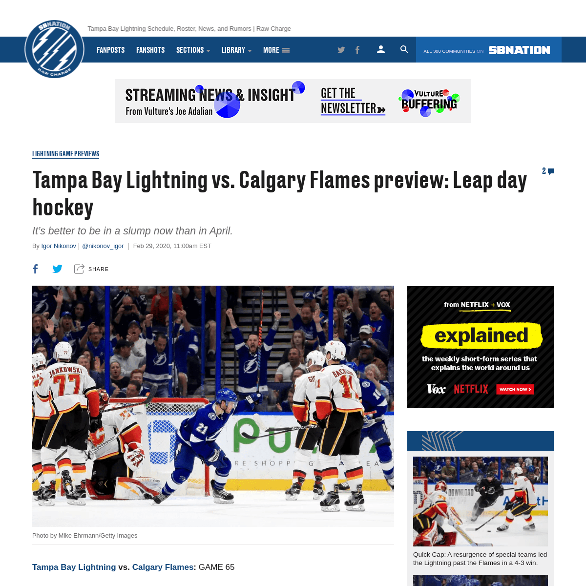 A complete backup of www.rawcharge.com/2020/2/29/21158931/tampa-bay-lightning-vs-calgary-flames-preview-lines-how-to-watch-nhl-t