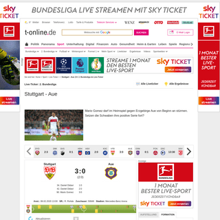 Stuttgart - Aue 2-0- 2. Bundesliga im Live-Ticker