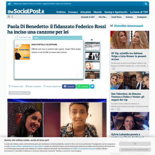 A complete backup of www.thesocialpost.it/2020/02/15/paola-di-benedetto-federico-rossi-canzone/