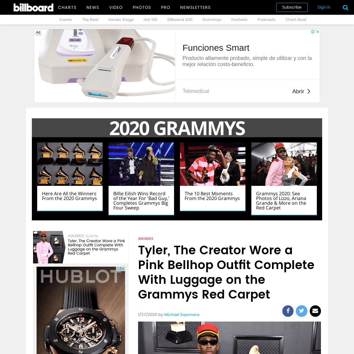 A complete backup of www.billboard.com/articles/news/awards/8549323/tyler-the-creator-bellhop-outfit-grammys-photos