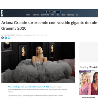 Ariana Grande surpreende com vestido gigante de tule no Grammy 2020 - E! News