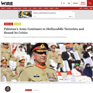 Pakistanâ€™s Army Continues to Mollycoddle Terrorists and Hound its Critics