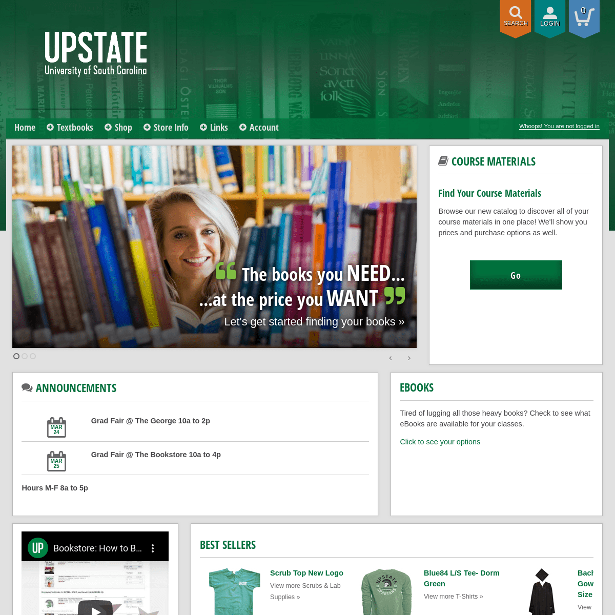 A complete backup of upstatebookstore.com