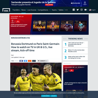 Borussia Dortmund vs PSG- How to watch on TV in UK & U.S., live stream, kick-off time - Goal.com