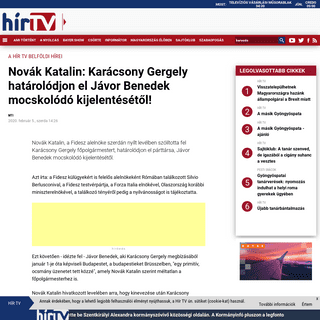 A complete backup of hirtv.hu/ahirtvhirei/novak-katalin-karacsony-gergely-hatarolodjon-el-javor-benedek-mocskolodo-kijelenteseto
