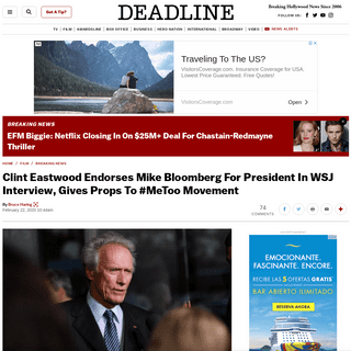 A complete backup of deadline.com/2020/02/clint-eastwood-endorses-mike-bloomberg-for-president-wsj-1202866163/