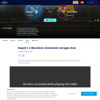 Napoli-Barcelona - Napoli 1-1 Barcelona- Griezmann salvages draw - UEFA Champions League - UEFA.com