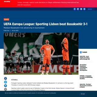 UEFA Europa League- Sporting Lisbon beat Basaksehir 3-1