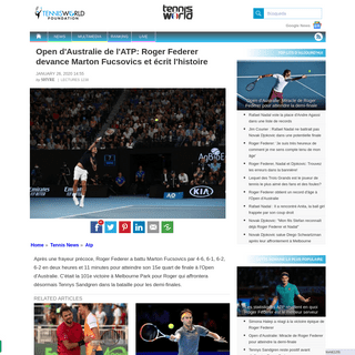 A complete backup of www.tennisworldfr.com/tennis/news/Atp/5206/open-d-australie-de-l-atp-roger-federer-devance-marton-fucsovics