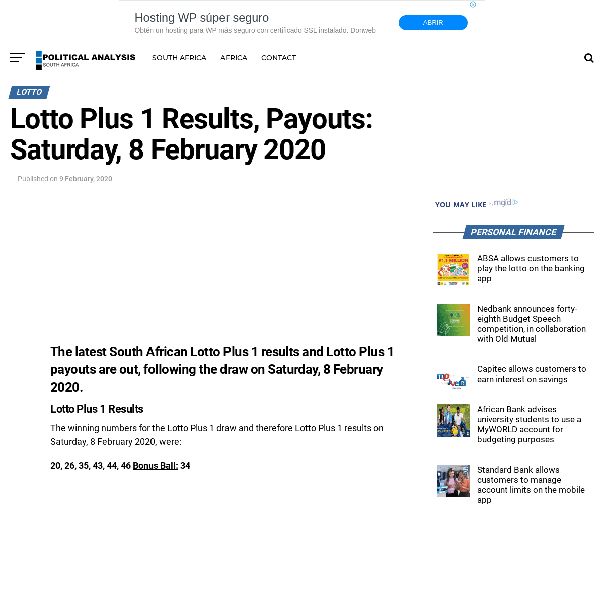 A complete backup of www.politicalanalysis.co.za/lotto-plus-1-results-payouts-saturday-8-february-2020/