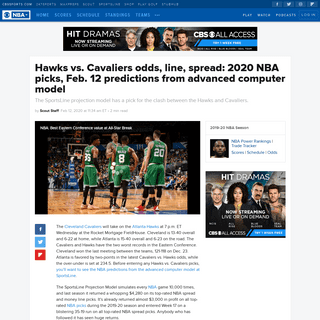 A complete backup of www.cbssports.com/nba/news/hawks-vs-cavaliers-odds-line-spread-2020-nba-picks-feb-12-predictions-from-advan