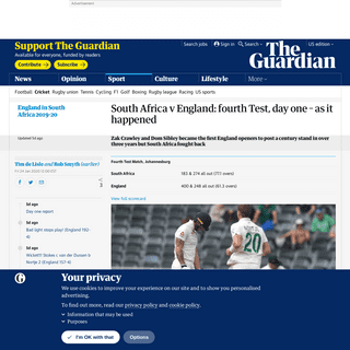 A complete backup of www.theguardian.com/sport/live/2020/jan/24/south-africa-v-england-fourth-test-day-one-live