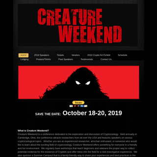 Creature Weekend 2019 - Home Page